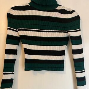 Y2K striped crop turtle neck